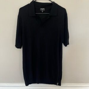 Todd Snyder 100% cashmere Montauk black super soft polo shirt large minimalist